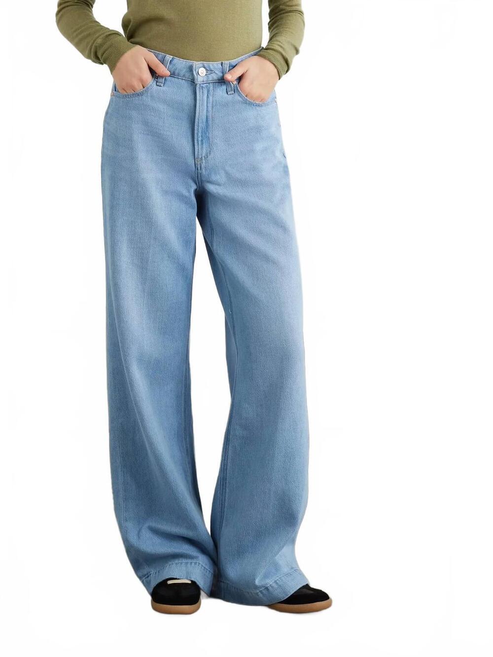 NEW PAIGE harper wide leg jeans in blue